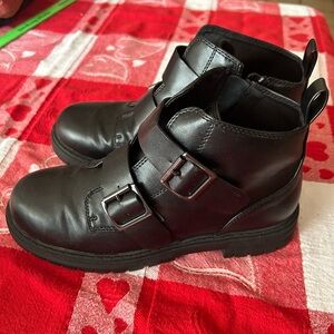 SO Black Double Buckle Ankle Boots